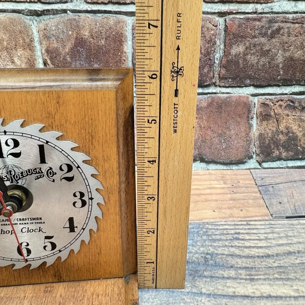 Craftsman Shop Clock Sears Roebuck Saw Blade Metal Wood MCM Vintage Tested